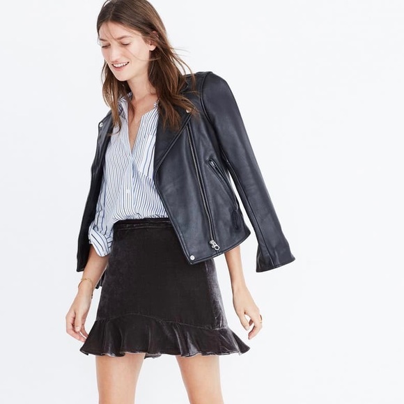Madewell Dresses & Skirts - Madewell Velvet Ruffle Edge Mini Skirt